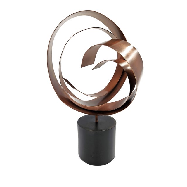 Copper Curtis Jere Rare Kinetic Enameled Steel Fluid Spiral Sculpture Circa 2003 For Sale - Image 8 of 9