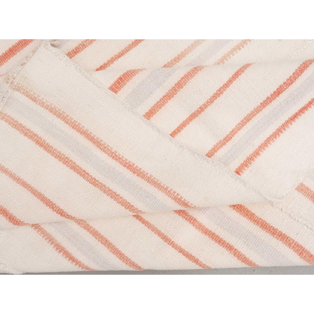 1970s Vintage Handmade Wool Cotton White Runner Rug For Sale In San Francisco - Image 6 of 11