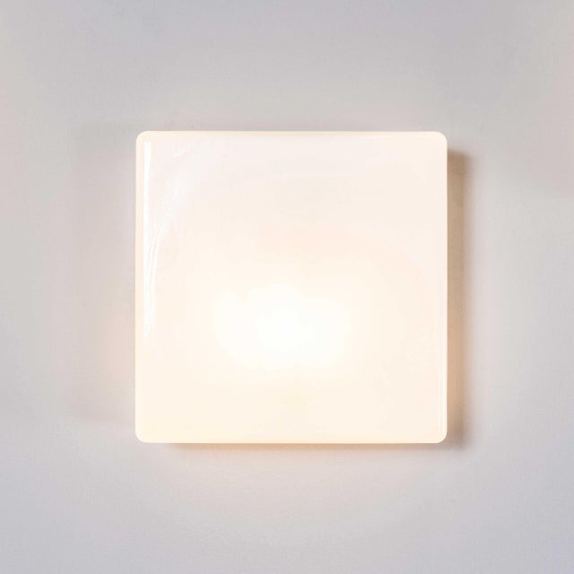 Czech Opaline Square Dish Ceiling Lamp, 1950s For Sale - Image 11 of 11