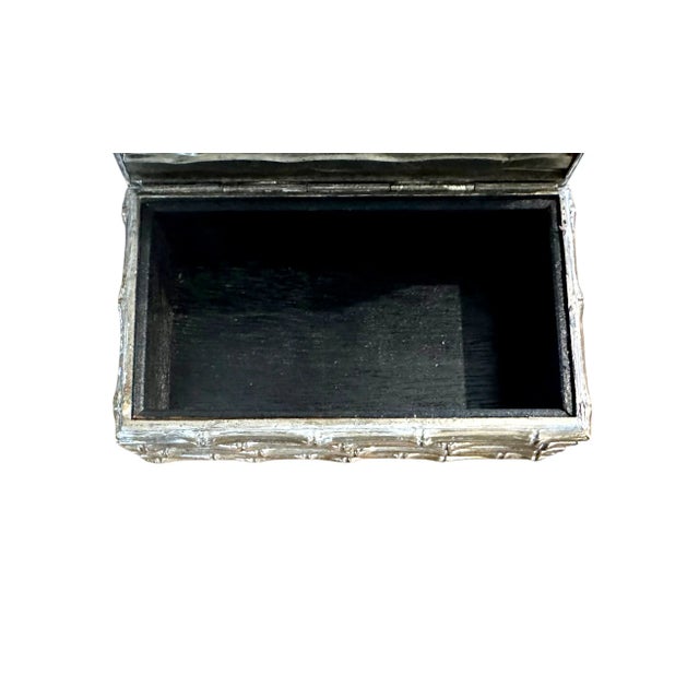Metal Vintage French Petite Silver Plated Faux Bamboo Box / Container, Manner of Maison Bagues, Circa 1960 For Sale - Image 7 of 8