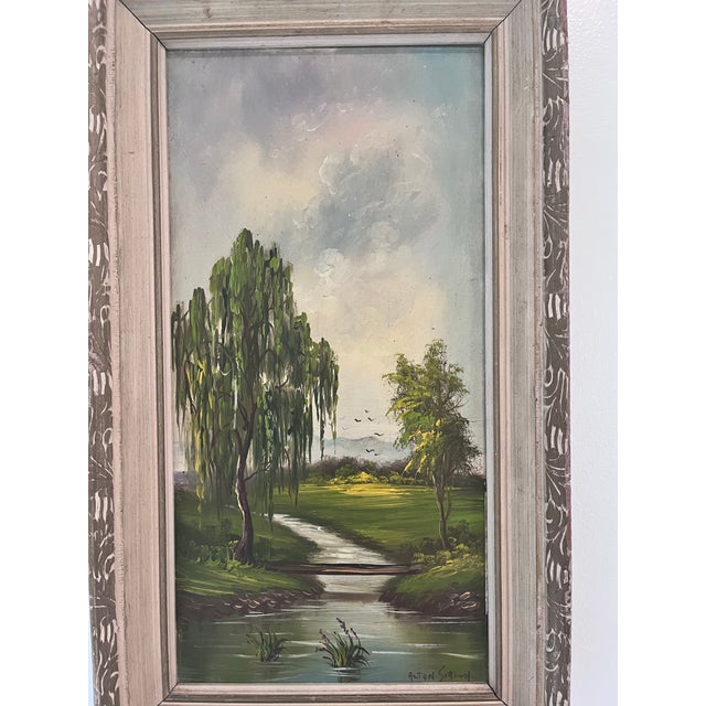 Traditional Vintage Signed Landscape Oil Painting on Board, Circa 1960s For Sale - Image 3 of 8