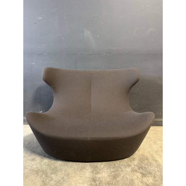 Loveseat sofa model “Papilio” designed by Naoto Fukasawa for B&B Italia in the 2000s, upholstered in original brown wool...