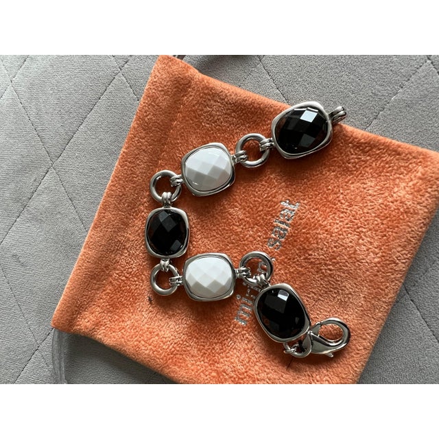 Miriam Salat Chess Sterling Silver and Resin Link Bracelet with large lobster For Sale - Image 11 of 18