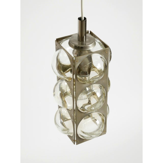 Vintage Space Age Pendant Lamp in Glass and Nickel-Plated Metal by Temde, 1960s For Sale - Image 9 of 18