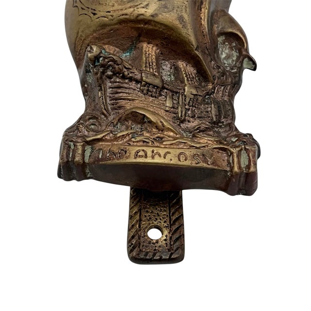 English Early 1900s English Brass Galleon Door Knocker For Sale - Image 3 of 7