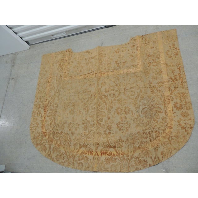 Textile 19th C. Yellow Antique Damask Chasuble Textile Panel For Sale - Image 7 of 9