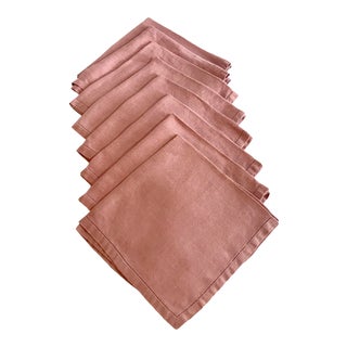 20th Century Traditional Pink Linen Dinner Napkins - Set of 8 For Sale
