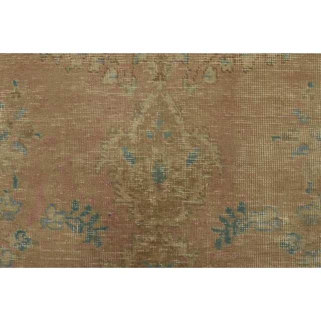 Pink Tabriz Rug 6’2” X 9’3” Pink Wool Vintage Distressed Hand-Knotted Carpet For Sale - Image 8 of 15