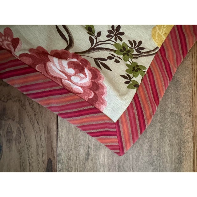 English Custom Floral Pinch Pleat Drapery 72x96 Lined Interlined Estate Quality Pair For Sale - Image 3 of 9
