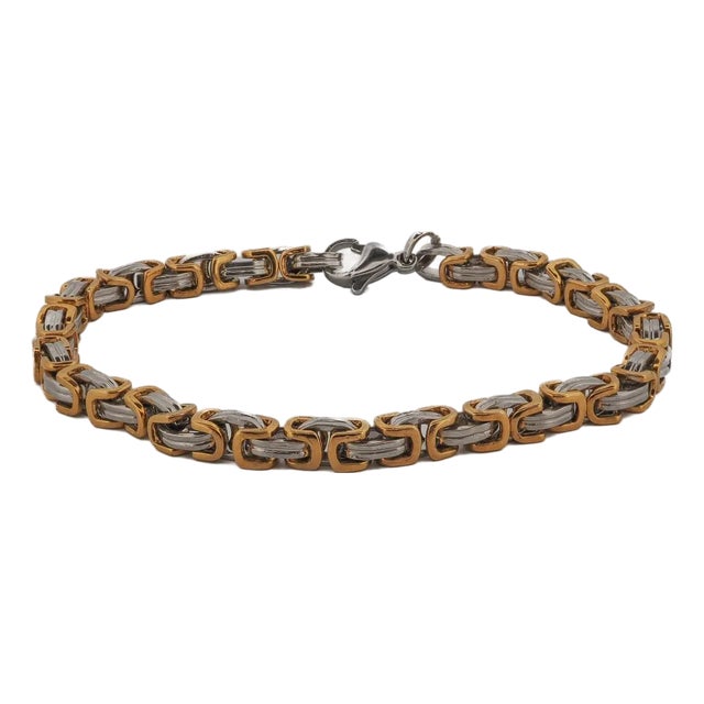 Two Color Design Bold Chain Men's Bracelet For Sale