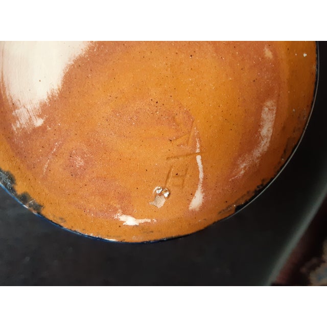 Blue Vintage Humlebaek Vase Featuring Incised Elephants and Palm Trees For Sale - Image 8 of 9