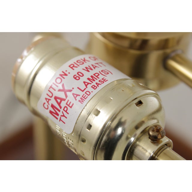 Brass 1980s Waterford Brass & Crystal 2 Light Desk Lamp For Sale - Image 8 of 17