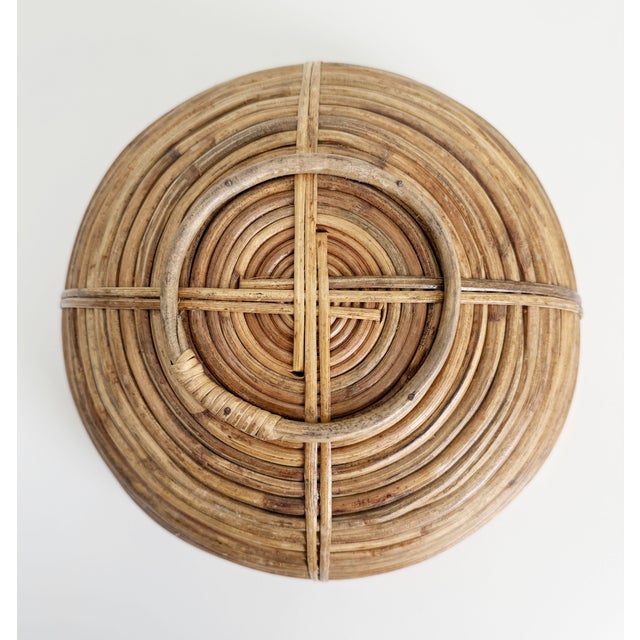 1970s Gabriella Crespi Brass and Split Reed Basket Bowl, Attributed For Sale - Image 9 of 10