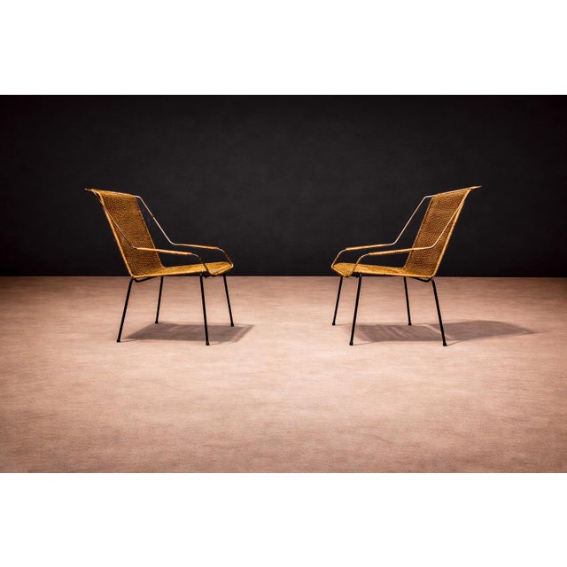 Pair of Armchairs Wicker & Iron, Carlo Hauner, 1950s For Sale In New York - Image 6 of 9