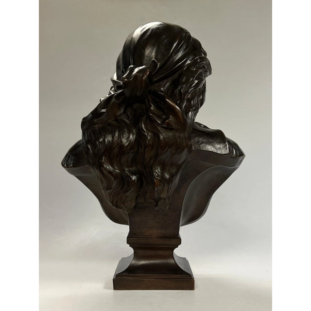 Mignon Female Bronze Bust Sculpture After Eugène Antoine Aizelin For Sale - Image 4 of 7