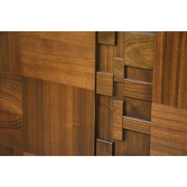 1960s 1960s Refinished Walnut Queen Brutalist Headboard For Sale - Image 5 of 5