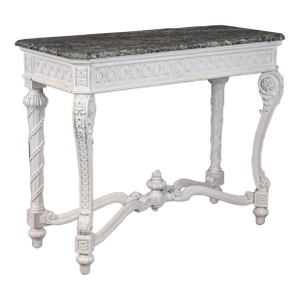Late 19th Century William Kent Style English Hall or Console Table. White With Marble Top