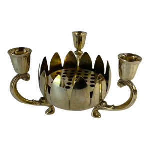 Vintage Italian f.b. Rogers Brass Three Light Candle Holder