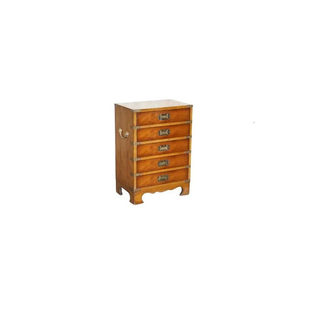 Military Campaign Style Side Table Sized Chest of Drawers in Burr Walnut For Sale - Image 17 of 17