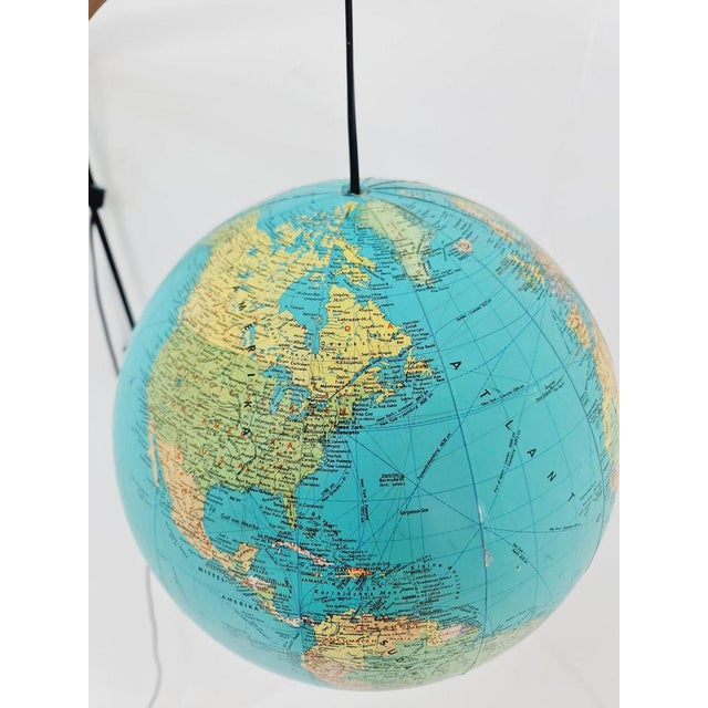 Vintage German Teak Globe Wall Lamp, 1960s For Sale - Image 3 of 11
