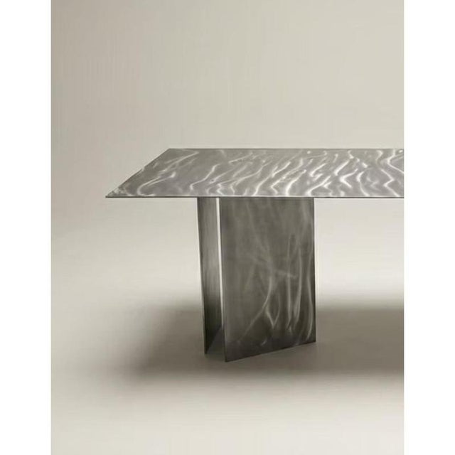 Metal Fold Rectangular Table in Stainless Steel by Metalmorphosis Studio For Sale - Image 7 of 8