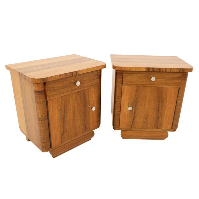 Mid-20th Century Wooden Bedside Tables, 1950s, Set of 2, in Restored conditions. Designed 1950 to 1959