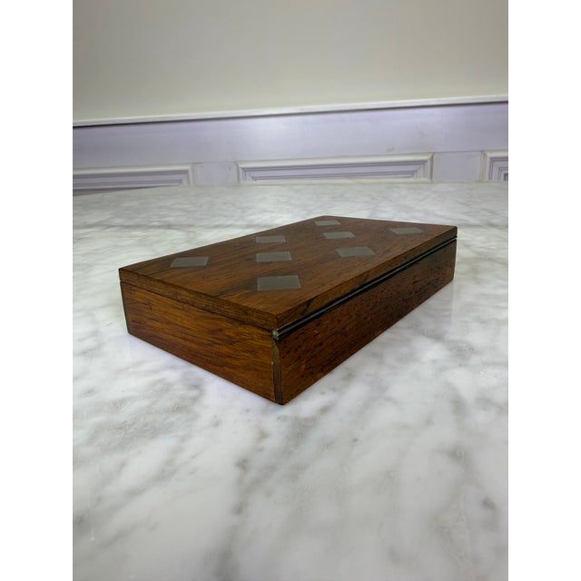 Mid 20th Century Modern Hans Hansen Danish Rosewood Box With Sterling Silver Inlay For Sale In West Palm - Image 6 of 8