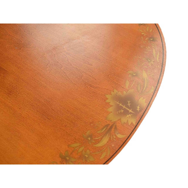 Mid 20th Century L. Hitchcock Harvest Stenciled Scalloped Edge Tilt-Top Candlestick Tea Side Table For Sale - Image 9 of 16