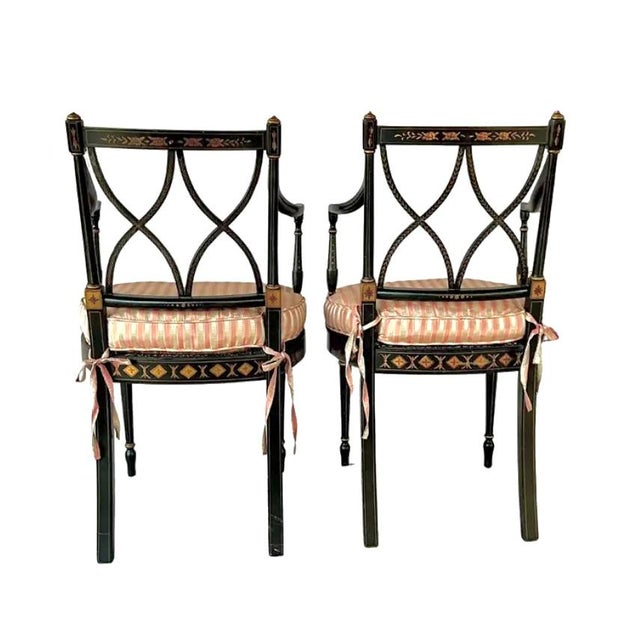 Early 20th Century Regency Style Painted Armchairs, a Pair For Sale - Image 5 of 16