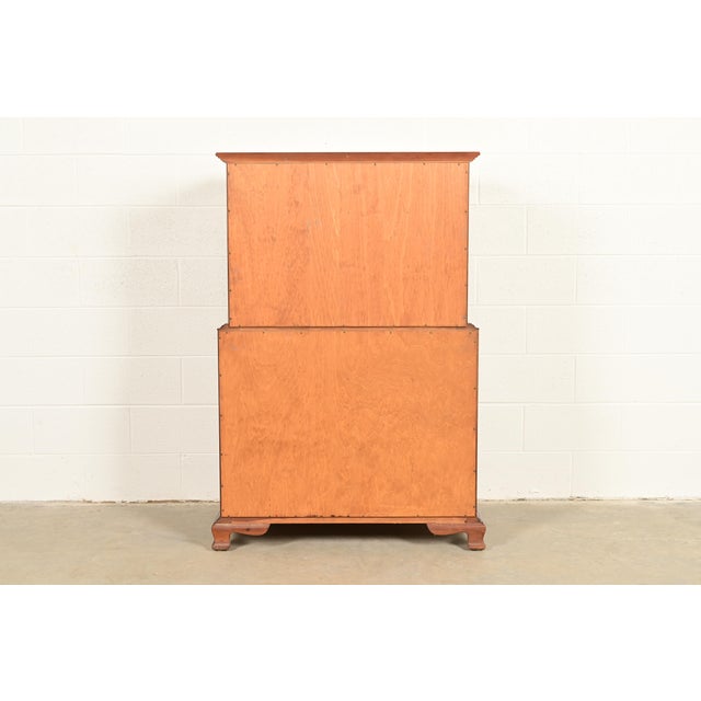 L. & J. G. Stickley Georgian Solid Cherry Wood Eight-Drawer Highboy Dresser, 1957 For Sale - Image 14 of 15