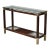 Italian Mid-Century Walnut & Brass Console Table With Glass Top For Sale