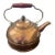 Vintage Mid Century Revere Ware Copper Tea Kettle Brass/Wood Trim For Sale