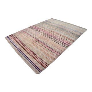 Mid 20th Century Anatolian Turkish Handknotted Stripe Rug For Sale
