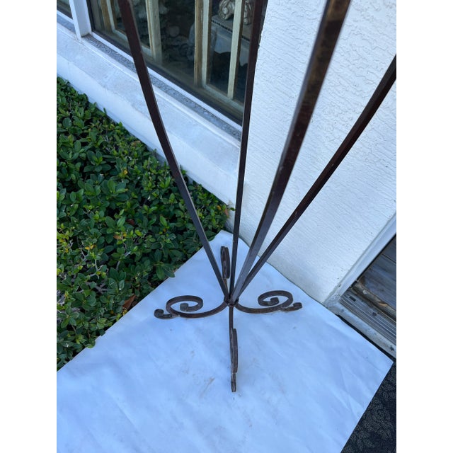 Vintage Early 20th Century Iron and Glass Floor Candle Holder For Sale In West Palm - Image 6 of 7