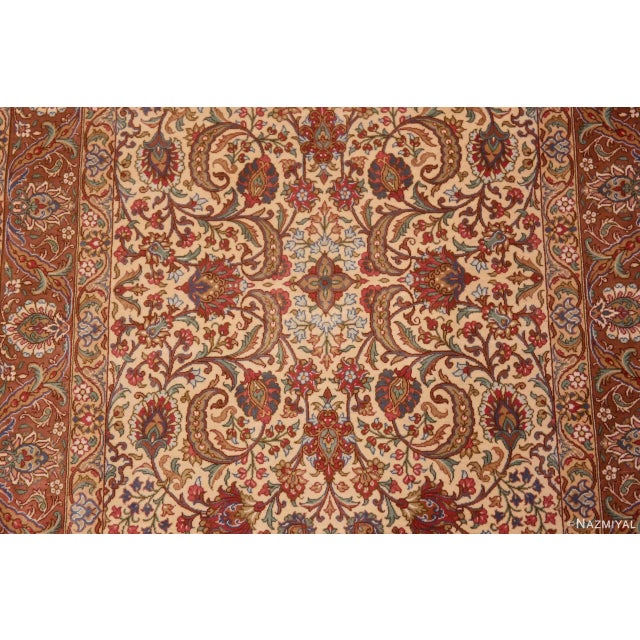 Nazmiyal Collection Floral Vintage Persian Qum Silk Runner Rug For Sale - Image 4 of 6