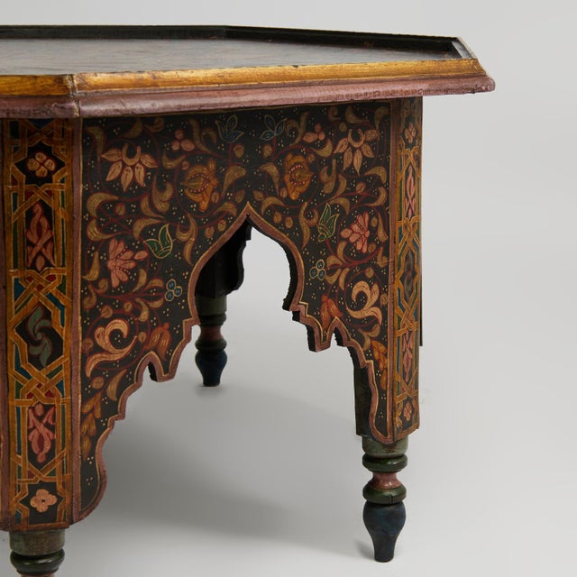 Antique Moroccan Painted Octagon Coffee Table For Sale In West Palm - Image 6 of 8