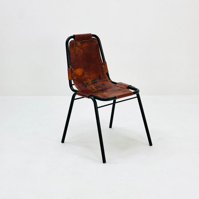 Bauhaus Les Arcs Cognac Leather Chair by Charlotte Perriand, 1980s For Sale - Image 11 of 11