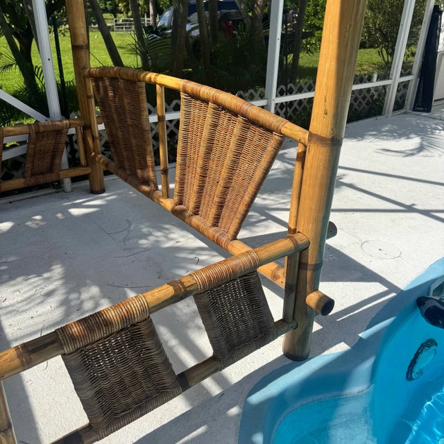 Boho Chic Bamboo King Size Canopy Bedframe For Sale - Image 11 of 11