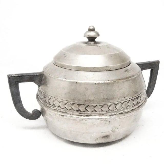 Metal Art Deco Sugar Bowl from Orrefors, Belgium, 1930s For Sale - Image 7 of 10