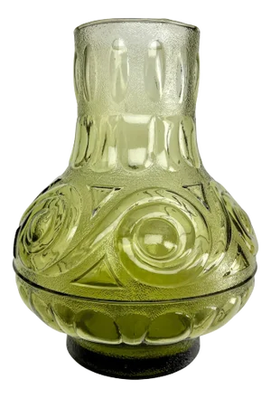 Mid-Century Modern Green Patterned Glass Vase, 1964