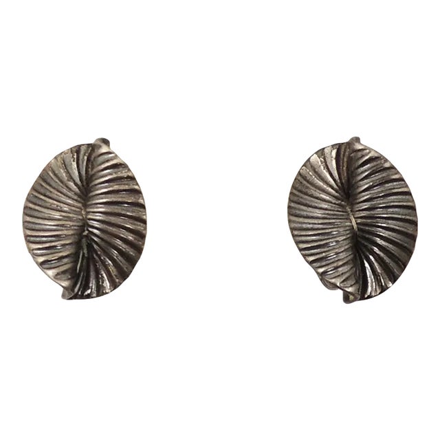 Vintage 1965 Signed Napier Silvertone Clip Earrings - 2 Pieces For Sale