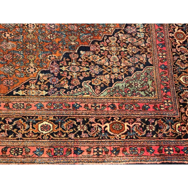 Early 1900s Persian Bibikabad Rug, Hand-Knotted Herati Geometric Pattern, Rust Red & Blue, 9’ X 12’ For Sale - Image 12 of 12