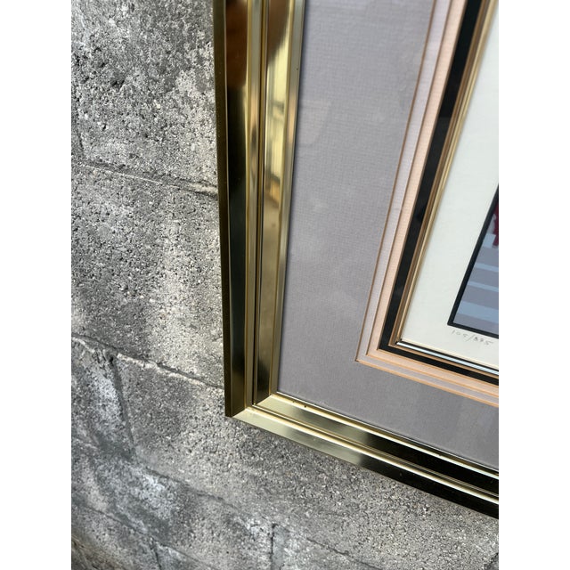 Large 1980s Art Deco Revival Framed Silkscreen "Rendezvous" Signed by the Artist. For Sale - Image 16 of 18