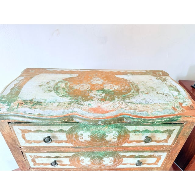Rococo 19th Century Italian Florentine Miniature Painted Chest of Drawers For Sale - Image 3 of 10