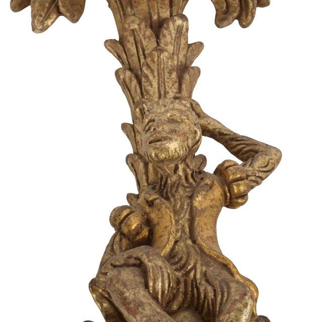 Italian Mid 20th Century Italian Carved Gilt Wood Monkey Wall Sconces, a Pair For Sale - Image 3 of 9