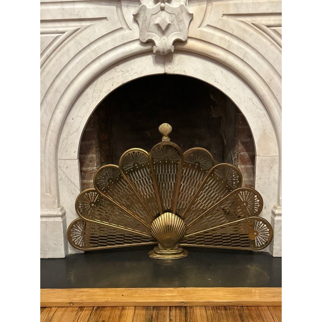 Vintage Brass Fan Fireplace Screen With Seashell Motif Chairish