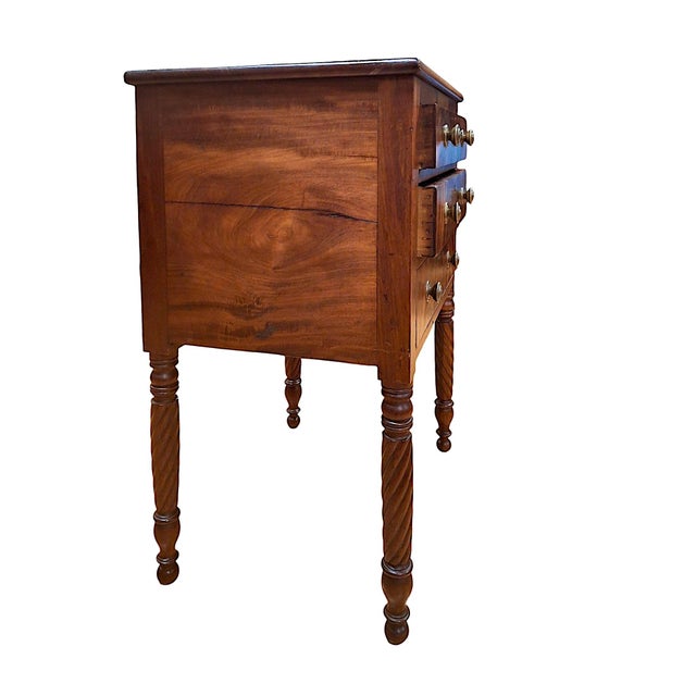 Wood 19th-Century American Federal Mahogany Three-Drawer Worktable For Sale - Image 7 of 12