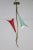 Mid Century 2-Light Pendant With Mint & Red Trumpet Flower Shades & Curved Stem For Sale - Image 9 of 13