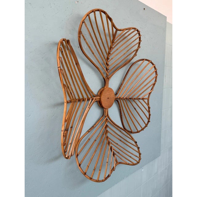 Light Yellow Vintage Bamboo Flower Wall Decor Decoration, 1970s For Sale - Image 8 of 11