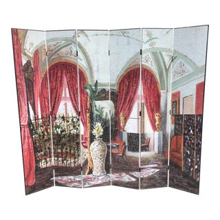 Neo-Classical 6 Panel Decorator Room Divider For Sale